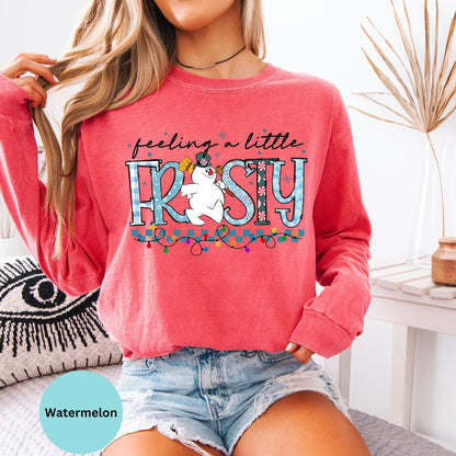 Comfort Colors® Feeling A Little Frosty typography long sleeve T-shirt in Watermelon
