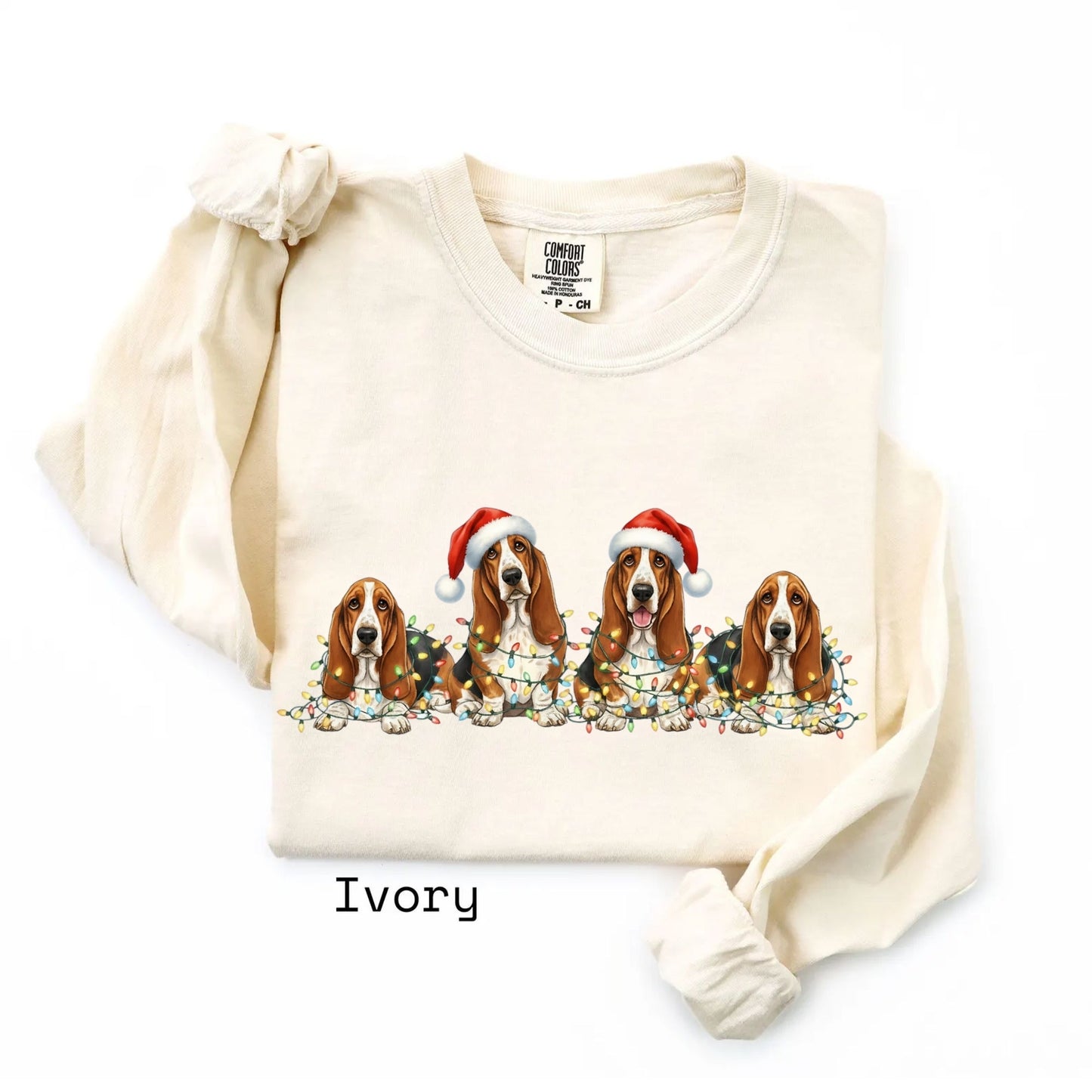 Ivory long sleeve with Christmas dog trio design
