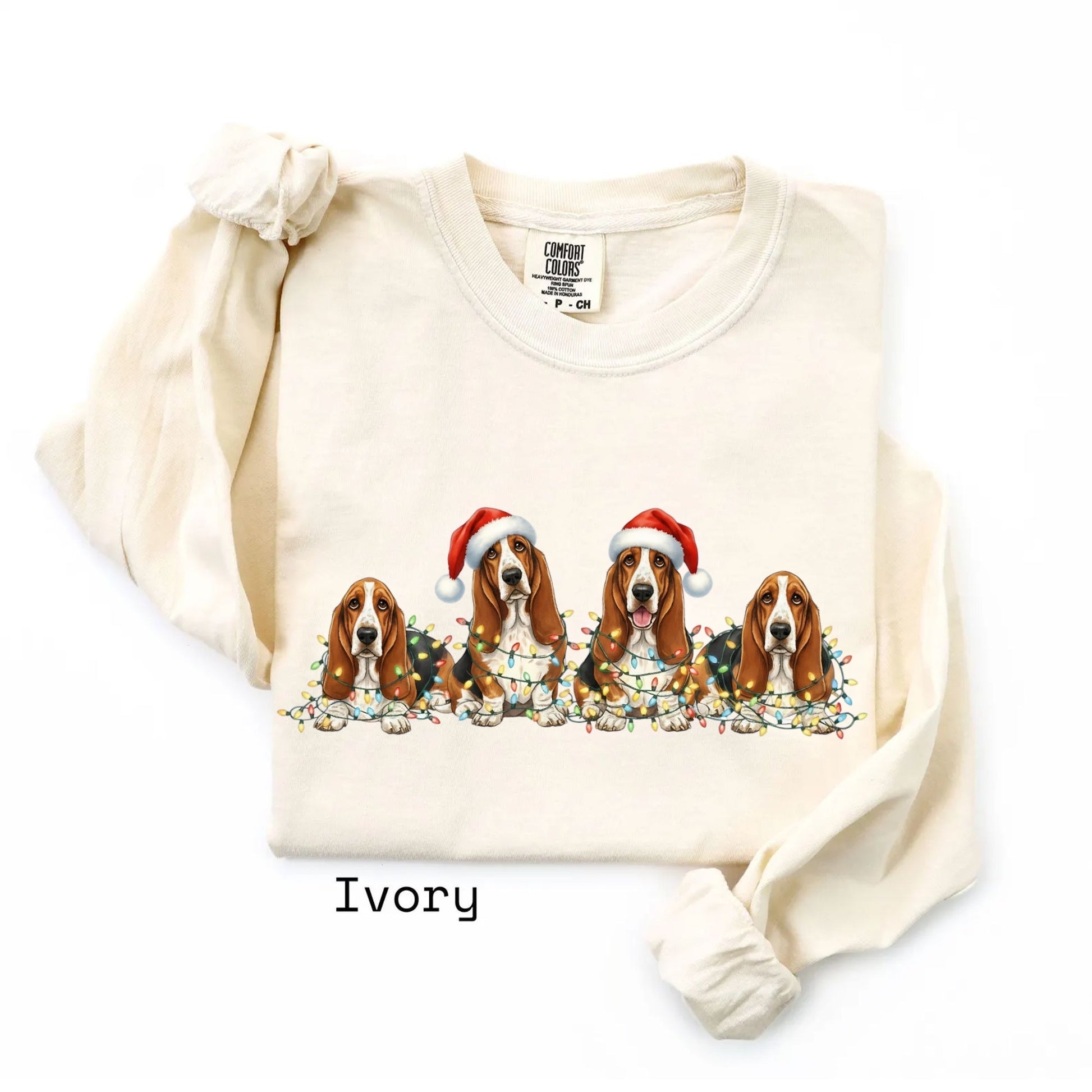 Ivory long sleeve with Christmas dog trio design