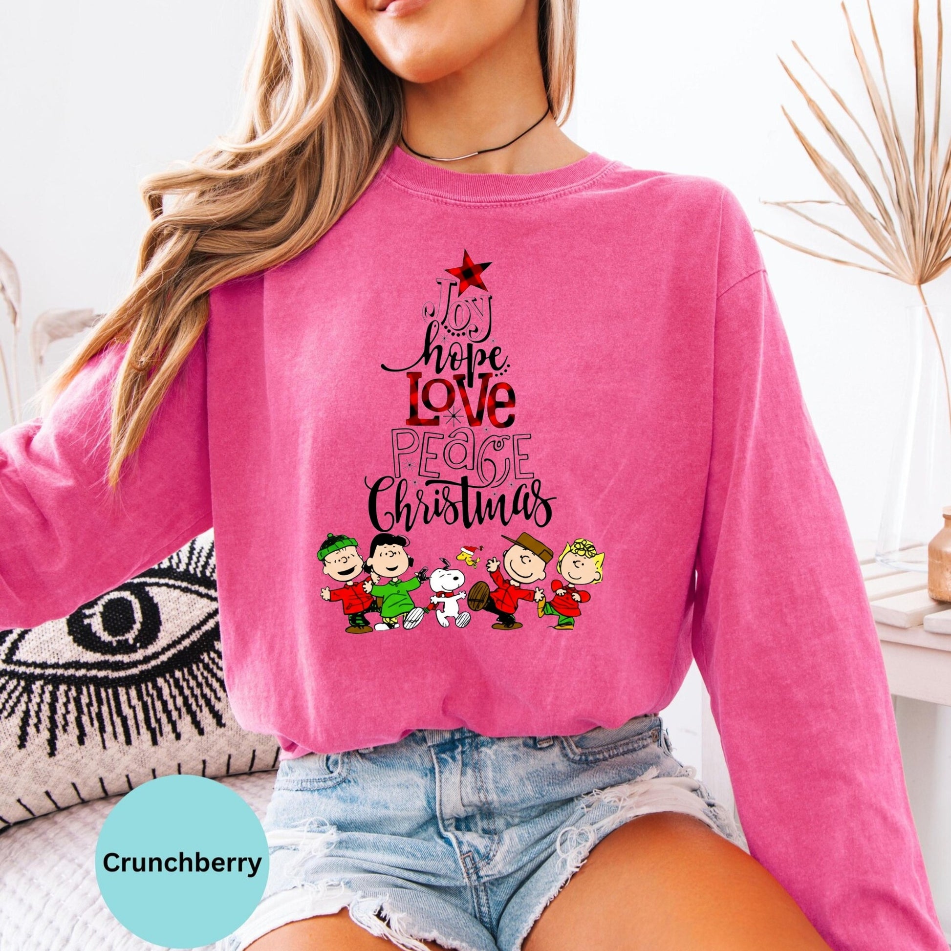 Crunchberry long sleeve woman wearing Christmas Friends design