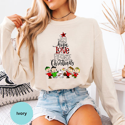 Ivory long sleeve with Christmas Friends holiday graphic