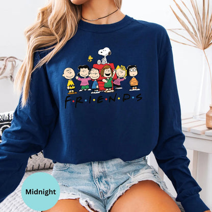Midnight long sleeve with Snoopy Friends Christmas graphic