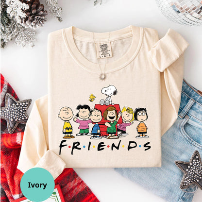 Ivory long sleeve with Snoopy Friends Christmas graphic