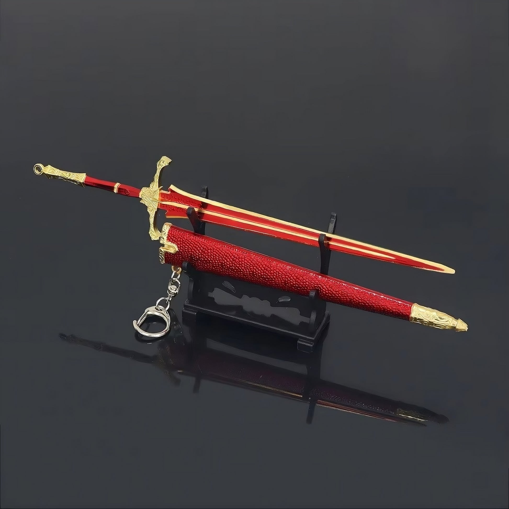 Mini greatsword replica displayed horizontally on stand