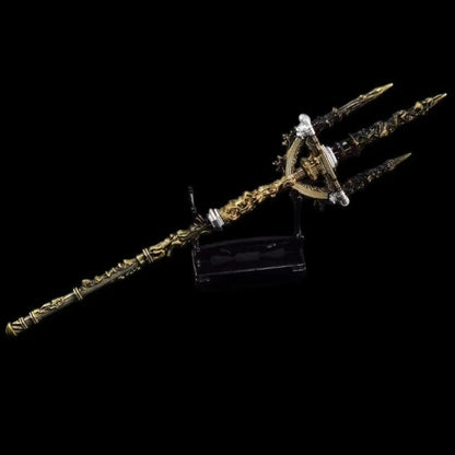 Mohgwyn's Sacred Spear metal replica fantasy display prop on black background