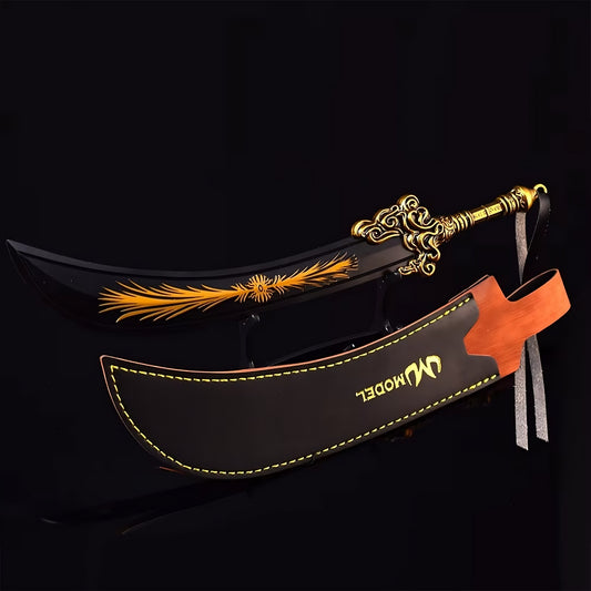 Greatsword of Radahn game keychain replica with sheath, dark background display
