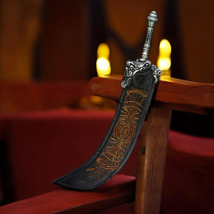 Greatsword of Radahn game keychain replica with black and gold design
